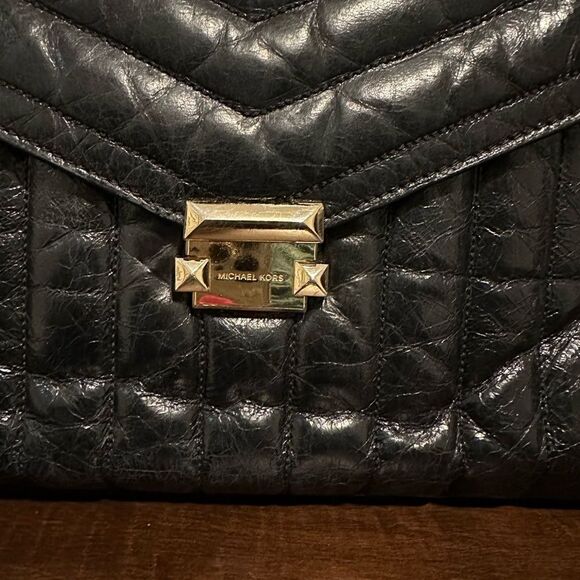 Michael Kors Whitney Large Quilted Leather Satchel Shoulder Black - Picture 2 of 9